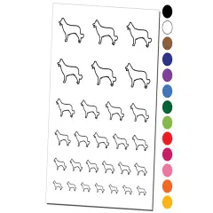 Border Collie Dog Outline Temporary Tattoo Water Resistant Fake Body Art Set Collection Light Green