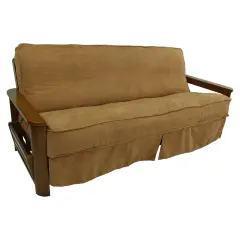 Solid Microsuede Double Corded 8 to 9-inch Full Futon Slipcover - Saddle Brown