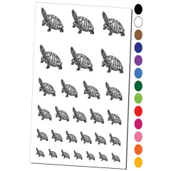 Red-Eared Slider Turtle Pet Reptile Temporary Tattoo Water Resistant Fake Body Art Set Collection Dark Green