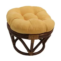 18-inch Round Solid Micro Suede Tufted Footstool Cushion - Lemon