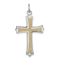 Sterling Silver Gold Plated Cross Charm Jewerly 32mm x 20mm