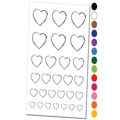 Heart Sketch Love Outline Temporary Tattoo Water Resistant Fake Body Art Set Collection Light Blue