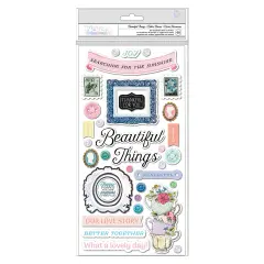 BoBunny Brighton Thickers Stickers 68/Pkg-Beautiful Things Phrase/Chipboard