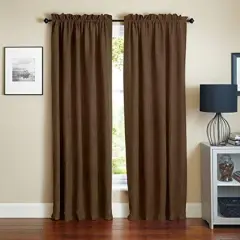 Blazing Needles 84-inch by 52-inch Microsuede Blackout Curtain Panels (Set of 2) - Chocolate