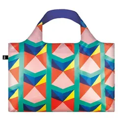 LOQI Geometric 2 Triangles Reusable Shopping Bag, Multicolor