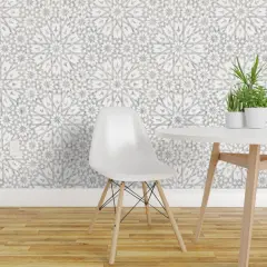 Pre-Pasted Wallpaper 2FT Wide Moroccan Sand Tiles Geometric Home Decor Painted Bohemian Boho Style Custom Pre-pasted Wallpaper by Spoonflower
