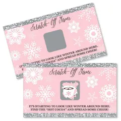 Big Dot of Happiness Pink Winter Wonderland - Holiday Snowflake Birthday Party and Baby Shower Game Scratch Off Cards - 22 Count