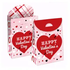 Big Dot of Happiness Conversation Hearts - Valentine&rsquo;s Day Gift Favor Bags - Party Goodie Boxes - Set of 12