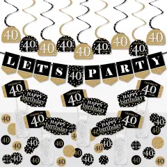 Big Dot of Happiness Adult 40th Birthday - Gold - Birthday Party Supplies Decoration Kit - Decor Galore Party Pack - 51 Pieces