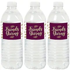 Big Dot of Happiness Elegant Thankful for Friends - Friendsgiving Thanksgiving Party Water Bottle Sticker Labels - Set of 20