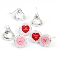 Big Dot of Happiness Conversation Hearts - Valentine's Day - Round Candy Valentine's Day Sticker Favors - Labels Fits Chocolate Candy (1 sheet of 108)