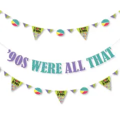 Big Dot of Happiness 90's Throwback - 1990's Party Letter Banner Decoration - 36 Banner Cutouts and '90's were All That Banner Letters