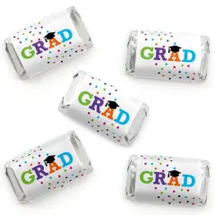 Big Dot of Happiness Hats Off Grad - Mini Candy Bar Wrapper Stickers - Graduation Party Small Favors - 40 Count