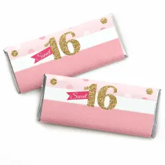 Big Dot of Happiness Sweet 16 - Candy Bar Wrappers 16th Birthday Party Favors - Set of 24