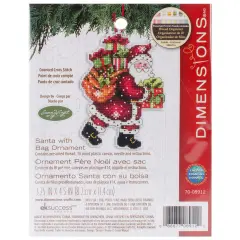 Dimensions Plastic Canvas Ornament Kit 3.25"X4.5"-Santa With Bag