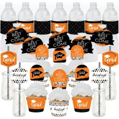 Big Dot of Happiness Orange Grad - Best is Yet to Come - Orange Graduation Party Favors and Cupcake Kit - Fabulous Favor Party Pack - 100 Pieces