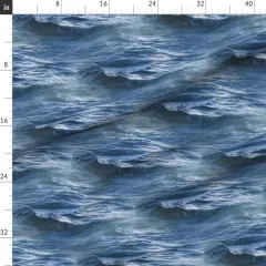 Various Fabrics by the Yard or Fat Quarter Ocean Water Sea Waves Blue Nautical Aquatic Custom Printed Fabric by Spoonflower