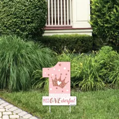 Big Dot of Happiness 1st Birthday Little Miss Onederful - Outdoor Lawn Sign - Girl First Birthday Party Yard Sign - 1 Piece