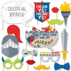 Big Dot of Happiness Calling All Knights and Dragons - Medieval Party or Birthday Party Photo Booth Props Kit - 20 Count