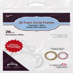 Scrapbook Adhesives 3D Foam Circle Frames 26/Pkg-Permanent, White, .08"
