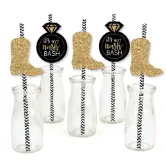 Big Dot of Happiness Nash Bash - Paper Straw Decor - Nashville Bachelorette Party Striped Decorative Straws - Set of 24