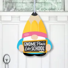 Big Dot of Happiness School Gnomes - Hanging Porch Teacher and Classroom Outdoor Decorations - Front Door Decor - 1 Piece Sign