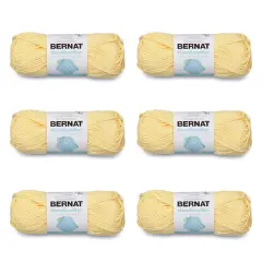 Bernat Handicrafter Cotton Pale Yellow Yarn - 6 Pack of 50g/1.75oz - Cotton - 4 Medium (Worsted) - 80 Yards - Knitting/Crochet