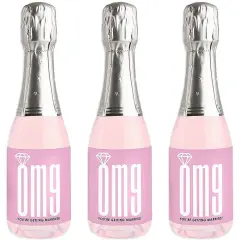 Big Dot of Happiness Omg, You're Getting Married - Mini Wine & Champagne Bottle Label Stickers - Engagement Party Favor Gift - Set of 16