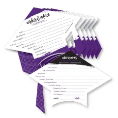 Big Dot of Happiness Purple Grad - Best is Yet to Come - 2-in-1 Purple Graduation Party Cards - Activity Duo Games - Set of 20