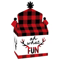 Big Dot of Happiness Prancing Plaid - Treat Box Party Favors - Reindeer Holiday and Christmas Party Goodie Gable Boxes - Set of 12