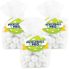 Big Dot of Happiness Let&rsquo;s Rally - Pickleball - Birthday or Retirement Party Clear Goodie Favor Bags - Treat Bags With Tags - Set of 12