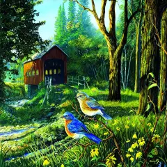 Sunsout Sleepy Hollow Blue Birds 1000 pc Jigsaw Puzzle 71108