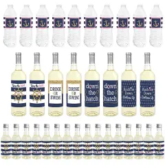 Big Dot of Happiness Last Sail Before the Veil - Nautical Bachelorette and Bridal Shower Decor - Beverage Bar Kit - 34 Pieces