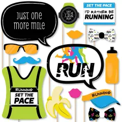 Big Dot of Happiness Set the Pace - Running - Track, Cross Country or Marathon Party Photo Booth Props Kit - 20 Count