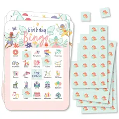 Big Dot of Happiness Let's Be Fairies - Picture Bingo Cards and Markers - Fairy Garden Birthday Party Shaped Bingo Game - Set of 18