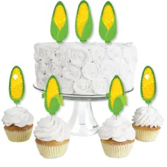 Big Dot of Happiness It's Corn - Dessert Cupcake Toppers - Fall Harvest Party Clear Treat Picks - Set of 24