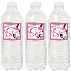 Big Dot of Happiness Spa Day - Girls Makeup Party Water Bottle Sticker Labels - Set of 20
