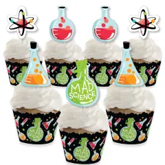 Big Dot of Happiness Scientist Lab - Cupcake Decoration - Baby Shower or Birthday Party Cupcake Wrappers and Treat Picks Kit - Set of 24