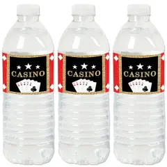 Big Dot of Happiness Las Vegas - Casino Party Water Bottle Sticker Labels - Set of 20