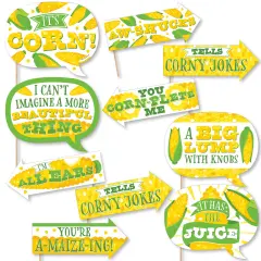 Big Dot of Happiness Funny It's Corn - Fall Harvest Party Photo Booth Props Kit - 10 Piece