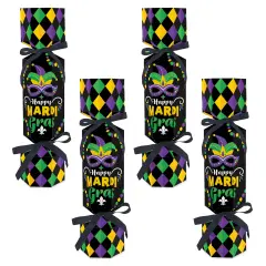 Big Dot of Happiness Colorful Mardi Gras Mask - No Snap Masquerade Party Table Favors - DIY Cracker Boxes - Set of 12