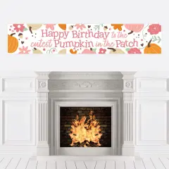 Big Dot of Happiness Girl Little Pumpkin - Happy Birthday Fall Birthday Decorations Party Banner