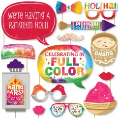 Big Dot of Happiness Holi Hai - Festival of Colors Party Photo Booth Props Kit - 20 Count