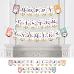 Big Dot of Happiness Easter Gnomes - Spring Bunny Party Bunting Banner - Party Decorations - Hoppy Easter Gnomies