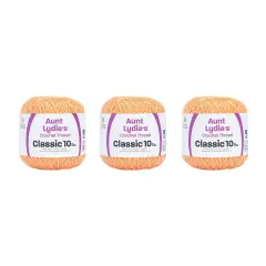 Aunt Lydia Classic Light Peach Crochet - 3 Pack of 350y/320m - Cotton - Gauge 10 - Crochet