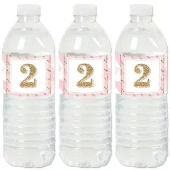 Big Dot of Happiness 2nd Birthday Girl - Two Much Fun - Second Birthday Party Water Bottle Sticker Labels - Set of 20