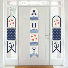 Big Dot of Happiness Ahoy - Nautical - Hanging Vertical Paper Door Banners - Baby Shower or Birthday Party Wall Decoration Kit - Indoor Door Decor