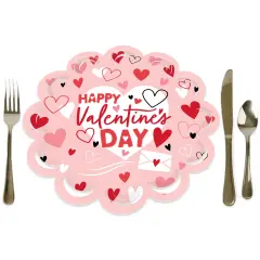 Big Dot of Happiness Happy Valentine&rsquo;s Day - Valentine Hearts Party Round Table Decorations - Paper Chargers - Place Setting For 12