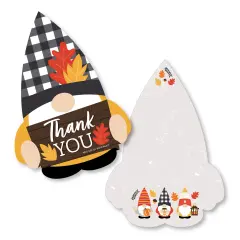 Big Dot of Happiness Fall Gnomes - Shaped Thank You Cards - Autumn Harvest Party Thank You Note Cards with Envelopes - Set of 12