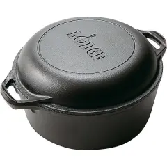Lodge Logic L8DD3 Cast Iron Double Dutch Oven Extra Deep Lid 5 Quart